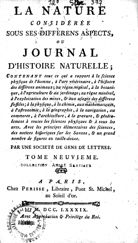 1789年出版于巴黎《电子大键琴》，首页，M.拉贝·波索隆