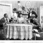 未来的音乐。1907年《甘特杂志》上的一张图片作品畅想了未来的电子音乐通过碳弧等传递至个人家庭中
